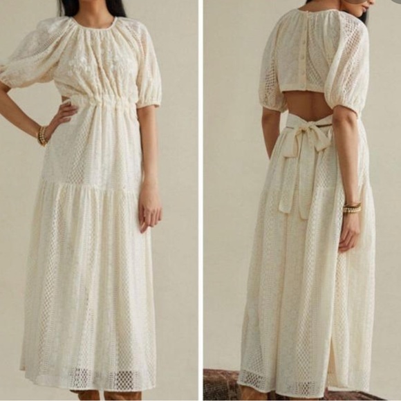 NWT Anthropologie Verb By Pallavi Singhee Agneza Lace Embroidered Maxi Dress
